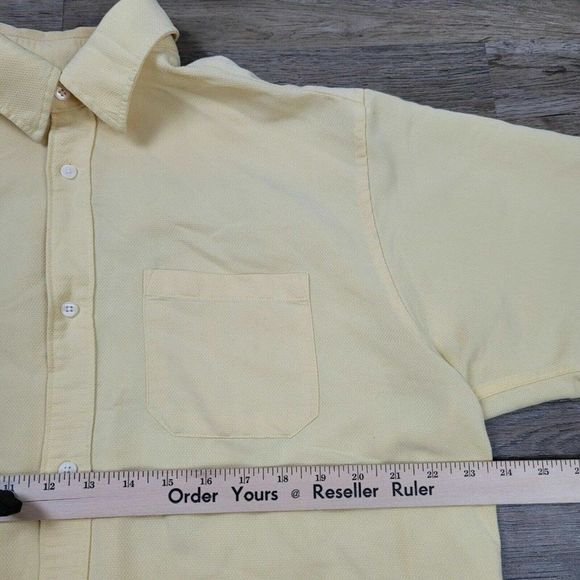 Joe Joseph Abboud Polo T-Shirt Yellow Collared Short Sleeve Solid Button Up Mens - Picture 7 of 7